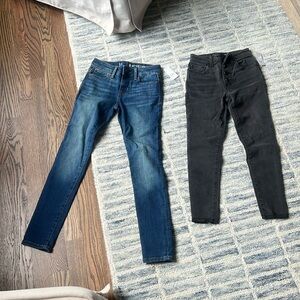 Girls size 8 jeans- 2 pair- 1 blue, 1 black